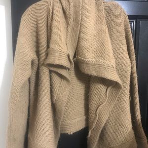 Comfy waterfall knit camel cardigan